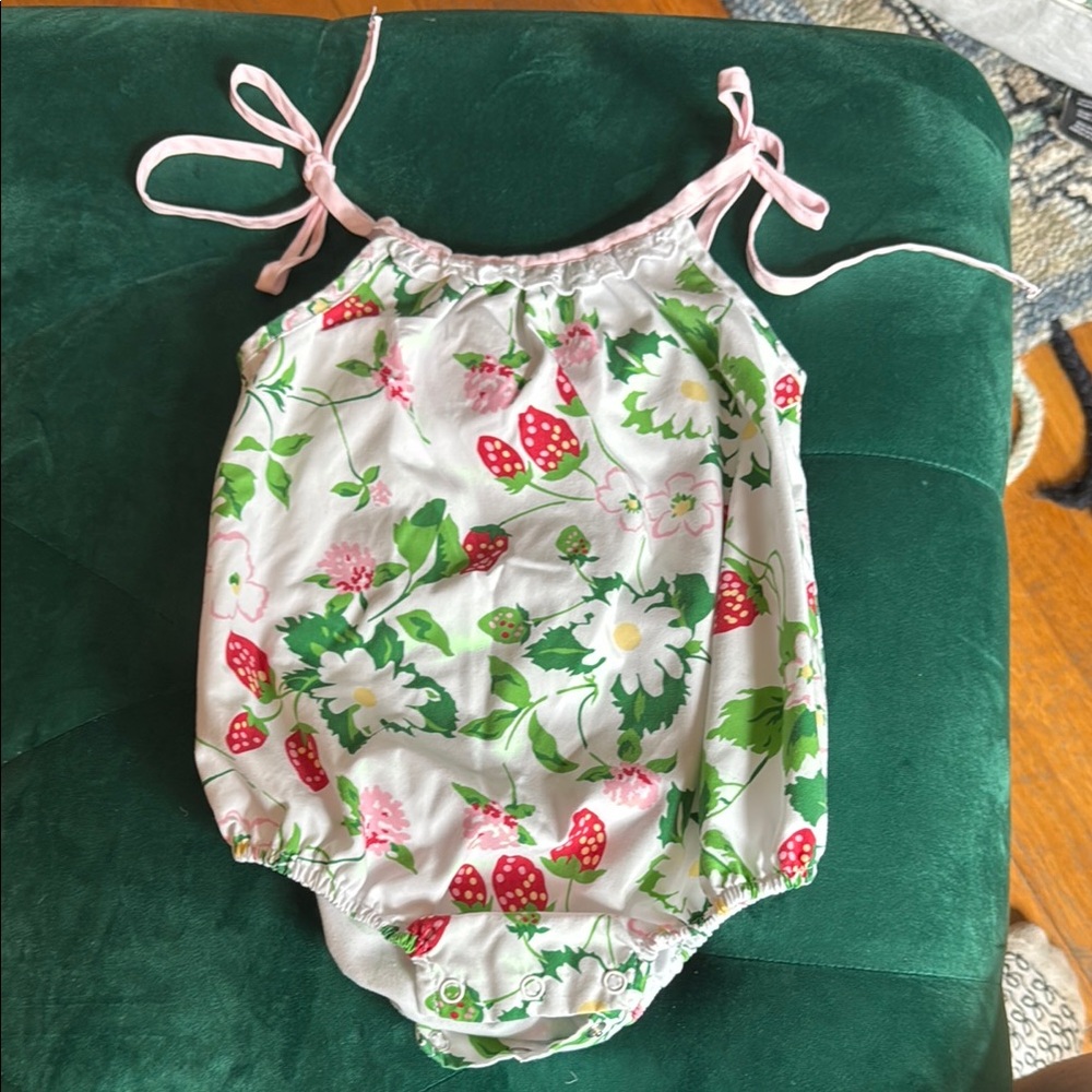 The Beaufort Bonnet Company Floral One Piece - Pink and Green - Size 6-12 Months